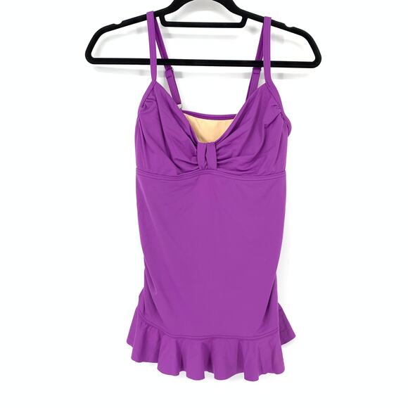 Lands' End Other - Lands' End Women's Size 6 Adjustable Straps Peplum Hem Tankini Swim Top Purple